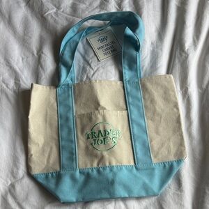 Trader Joe’s Blue and Cream Canvas Tote Bag